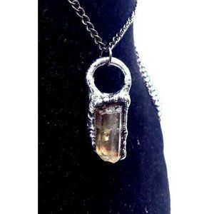 Raw ghost quartz crystal Necklace